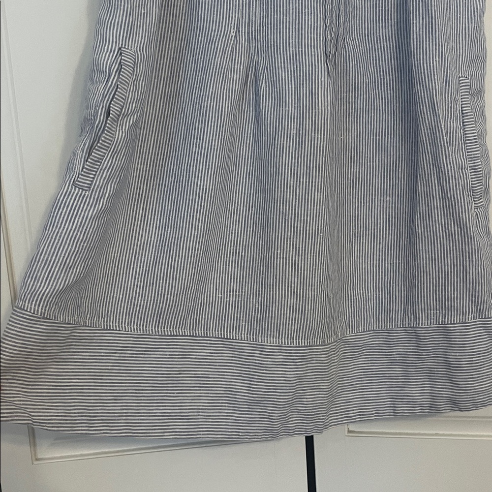 Faherty Isha 100% Linen Mini Dress blue and white stripe size S - Picture 7 of 8